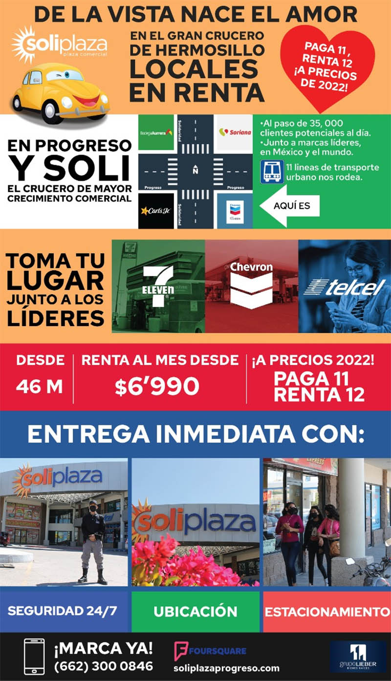 Locales en Renta desde $6,990 Progreso y Solidaridad Tel. 6623000846